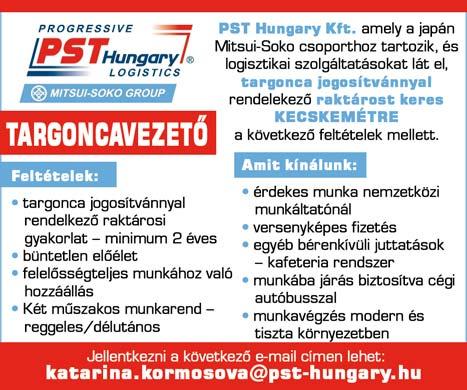 Jelentkezni a 06-70/377-18-25-ös telefonszámon, illetve a bito@ bitointertrans.hu e-mail címen lehet.