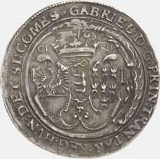 Guldentallér / Guldentaler/ (Ag) 1611 Szeben /Hermannstadt/ Av: PRO PATRIA ARIS ET FOCIS 16 11 sárkánygyûrûben kartusokkal díszített Báthori-címer, kétoldalt /das Báthori