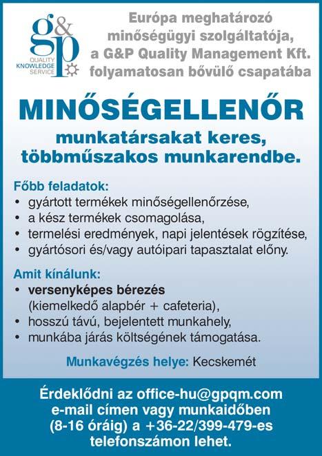Jelentkezni email címen: munkatars999@ gmail.com, és telefonon: 20/5783161 munkanapokon 8-16 óra között. CO hegesztőket keresünk Kecskemétre.