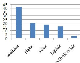 Aszály, tartósan erős fagyok, hőhullámok, késő tavaszi (kora őszi) fagyok, nagytérségű, illetve konvektív szélerősödés, tartós esőzés, hirtelen hóolvadás, áradás, heves konvektív csapadékhullás,