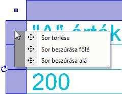 Oszlop beszúrása jobbra Egy új, üres oszlopot szúr be a jelenlegitől jobbra. Oszlop mozgatása A kiválasztott oszlop jobb szélét mozgathatja új helyre grafikusan.