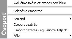 Alak átmásolása az azonos nevűekre Felhasználói csoportok esetén lehetőség van arra, hogy a módosított csoport új formáját átmásoljuk a rajz többi ilyen elemére.