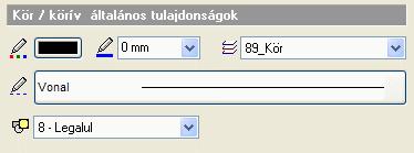 1124 11.4. Kör és körív Lásd: az Általános tulajdonságok részletes leírást a 3.2.1. Általános tulajdonságok beállítása fejezetben, a Készletek leírását a 3.2.3. Tulajdonságkészletek használata fejezetben.