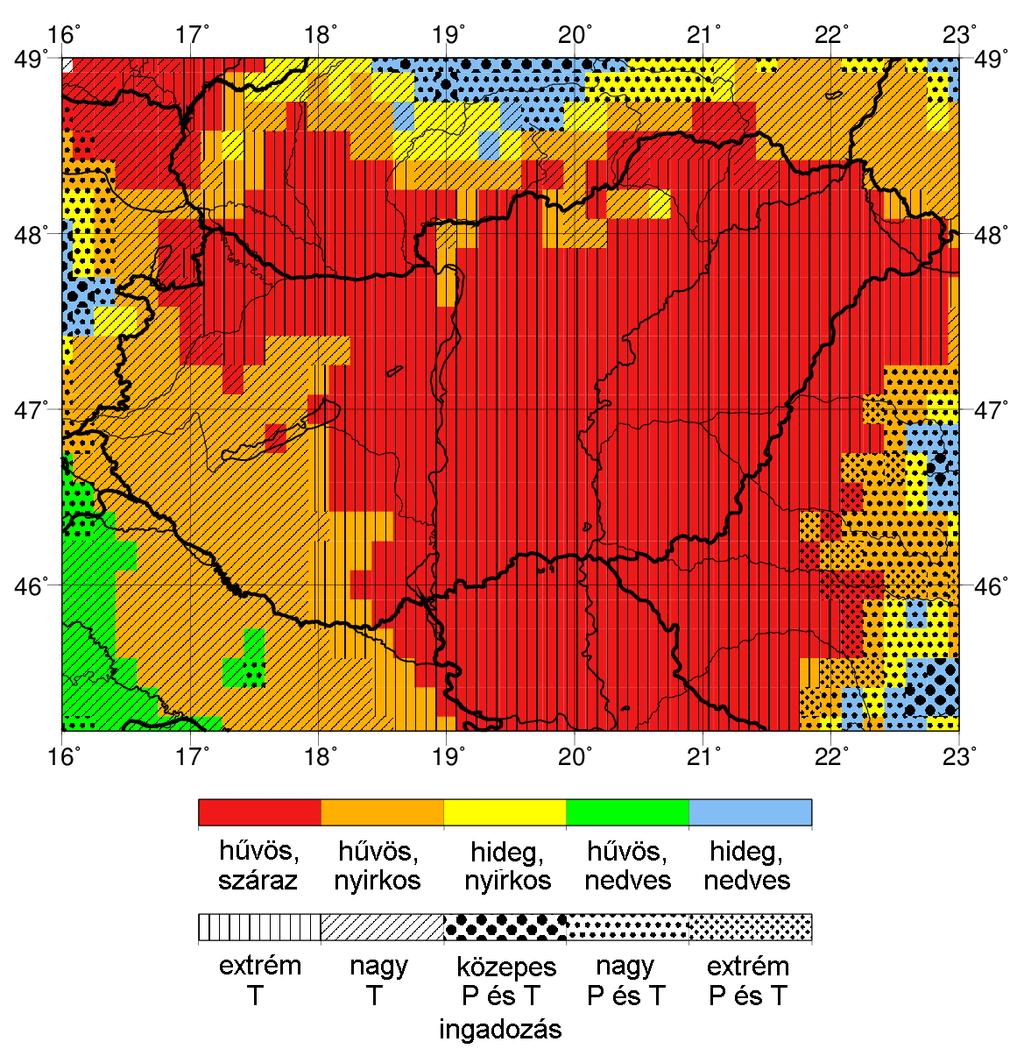 3. Eredmények 3.1 Magyarország éghajlata globális skálán 3.1.1 Az 1901-1930-as időszak A klímatípusok területi eloszlása az 1901-1930-as időszak átlagára vonatkozóan az 2.