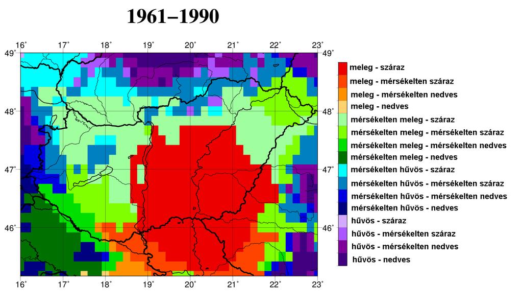 3.2.5 Péczely és Feddema éghajlat-osztályozásának összehasonlítása Péczely és Feddema éghajlat-osztályázását mezoléptékben hasonlítom össze az 1961-1990-es időszakra vonatkozóan.