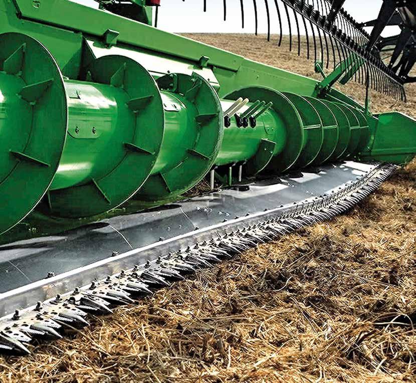 JOHN DEERE 600 F SOROZATÚ VÁGÓASZTALOK Az új flexibilis kaszaszerkezet előnyei különösen borsó és szójabab betakarításban domborodnak ki.