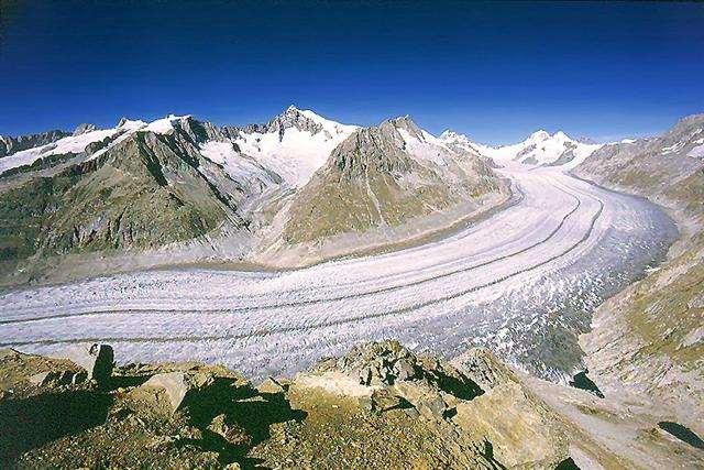 Svájc: Alpok Az Aletsch-gleccser