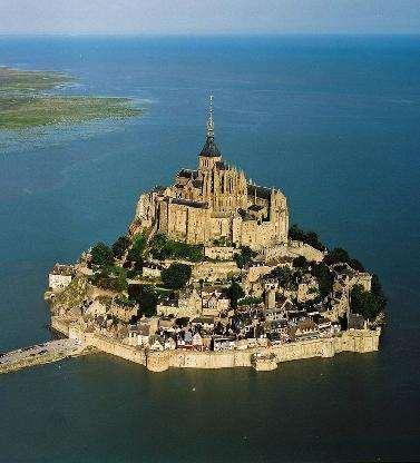 Franciaország: Mont Saint Michel dagály-apály sziget a La Manche csatornában 1879-ben