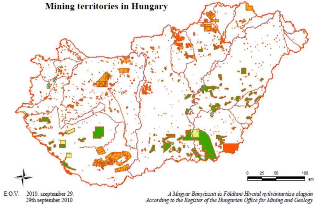 Jelmagyarázat: narancs - szilárd bányatelek világos