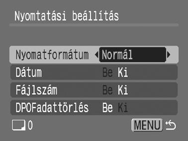 A Dátum és a Fájlszám beállításai a Nyomatformátum függvényében az alábbiak szerint változnak: - Index A [Dátum] és a [Fájlszám] nem állítható [Be] értékre egyszerre.