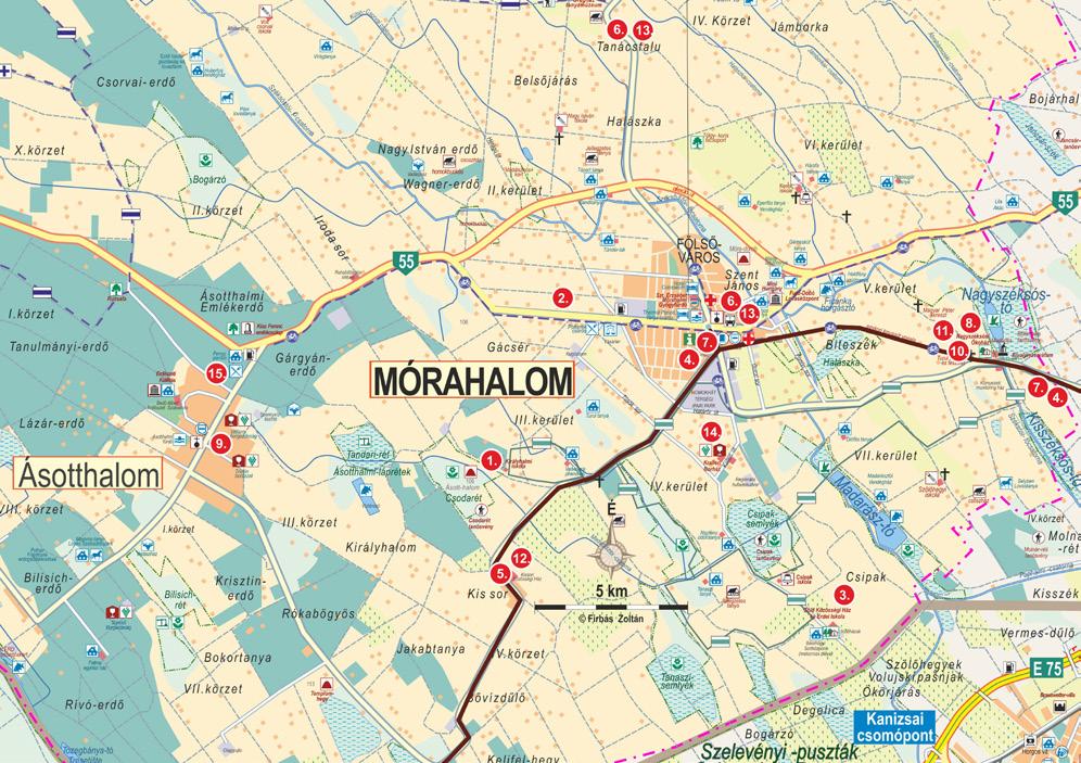 Eurovelo útvonal A térképen található számok a túrák kiindulási pontjait jelzik.