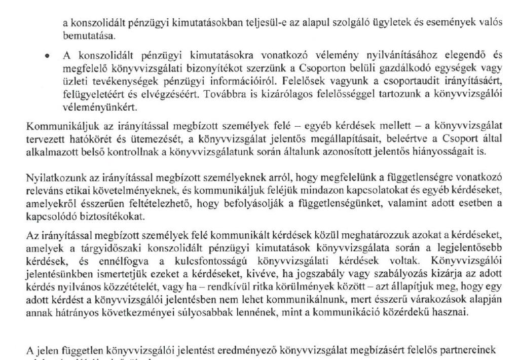 A KÖNYVVIZSGÁLÓ JELENTÉSEI A TÁRSASÁG