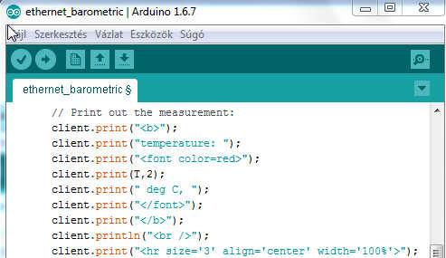 Szerencsére a WEB szerver elkészítéséhez az Arduino könyvtárak között találunk ingyenes segédletet [6], csak saját