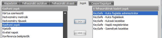 A beállítások végén kattintsunk a Mentés gombra, jogot elvenni a << gombbal tudunk.