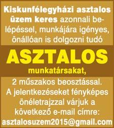 Szakképzettség nem szükséges, de varrni tudjon! Érdeklődni: Seres Anett 30/417-2504 KECSKEMÉTI cég egyműszakos munkarendben szabászt keres.