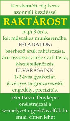 6 0 0 0 Kecskemét, Batthyány utca 10. Tel.: 0630-981-3301.