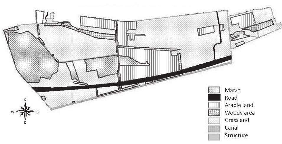 Status assessment of Balatonkeresztúri-rétek: a landscape history 43 The following structures and types of wasteland are present in the area (2012): grass runway and its surroundings with wood houses