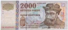 1000 Forint MINTA(SPECIMEN), DA 0000170 prefix and serials C:UNCAdamo F55CM2 2002.