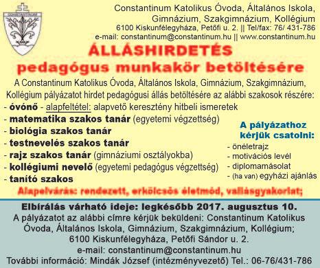 : 06-20/956-6724 Ipari szigetelő, szerelő BÁDOGOSOKAT keresünk hosszú távra. Tel.: 06-70/431-3781 Bővülő csapatunkba K i s k u n f é l e g y h á z á r a INGATLANÉRTÉKESÍTŐT keresünk.