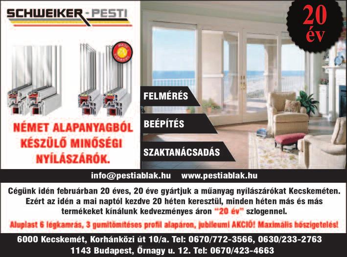 környező településeken minden pénteken 20.