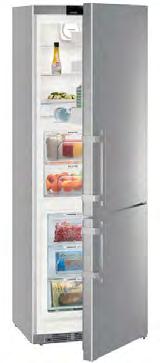 fagyasztórészhez, DuoCooling, NoFrost fagyasztórész, SuperFrost, optikai és akusztikai figyelmeztető jelzés zavar esetén, PowerCooling, LED-s mennyezetvilágítás, 4 GlassLine tároló polc, 1 nagy