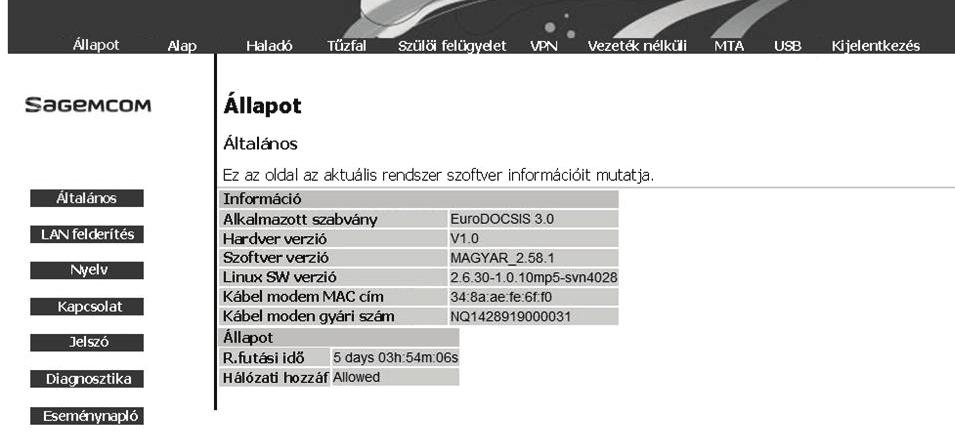 A F@ST3686AC digitális elosztó személyre szabása 1. lépés Nyisson meg egy böngésző ablakot és gépelje be a következő címet: https://192.168.0.1 2.