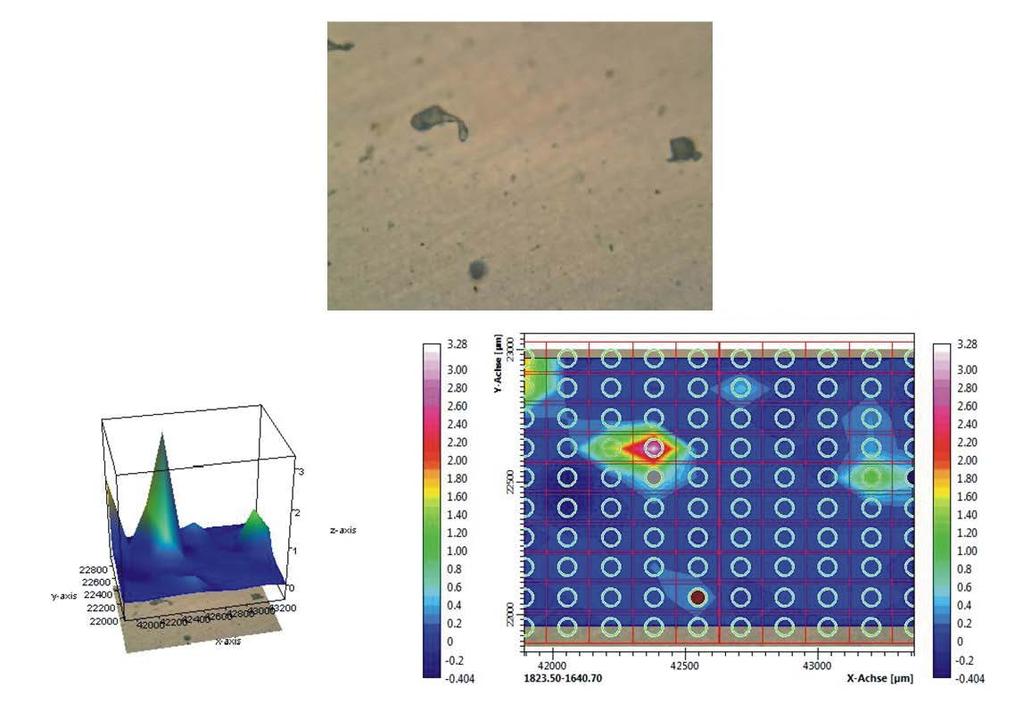 Analysis particle by particle. 9. ábra: Az FTIR analízis eredménye (ATR) A jelölt terület adatbázis alapján 76%-os egyezést mutat olefinnel. Figure 9: Result of an FTIR analysis (ATR).