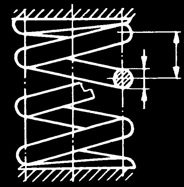 Rugóvégek kialakítását n z = 2 n ö = n m + 2 n k = 1,5 n z = zárómenetek száma n ö = az összes menetek száma n m = a működő menetek száma n k = a síkra köszörült menetek száma 306.