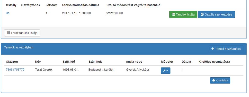 5. Tanuló hozzáadása az osztályhoz Tanuló hozzáadása az osztályhoz Bármely módon hozzák létre az osztályokat, lehetőség van új tanuló már