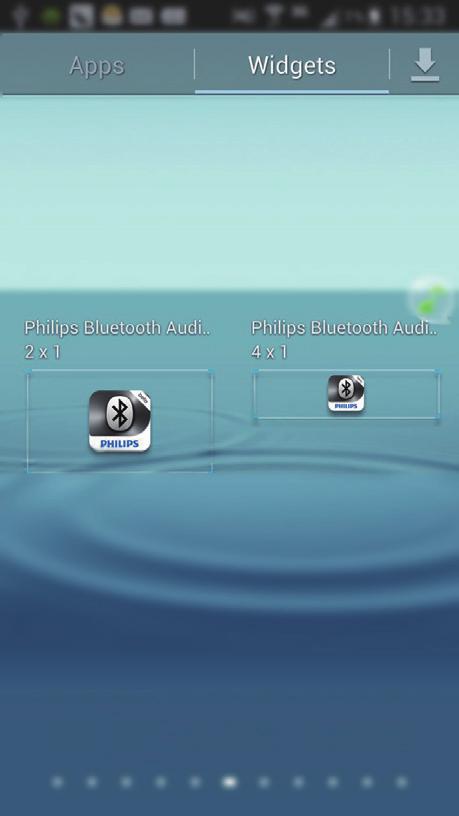 A Philips Bluetooth Audio Connect Apps Philips Bluetooth Audio Connect automatikus Bluetooth-kapcsolatot hoz létre azáltal, hogy az Androidos készülék kezdőképernyőjén létrehozza a dokkolórendszer