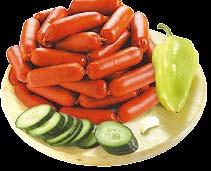 44. HÚSKÉSZÍTMÉNYEK Füstölt főtt tarja darabolt (Mecom), cca. 1 kg Hyza Juhász pálcika vg., cca. 2,5 kg Debreceni vf. (fagyasztott), 2 kg/cs.