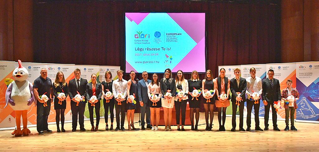 Az EYOF sportági nagykövetei A győri Európai Ifjúsági Olimpiai Fesztivált felnőtt olimpiai, világ- és Európa-bajnok sportolók népszerűsítik mind a tíz sportágban, párban egy-egy ifjú tehetséggel.