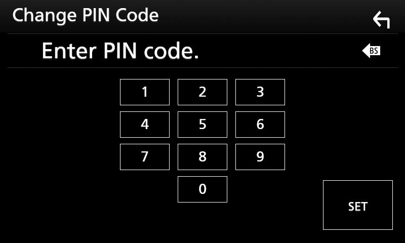 Bluetooth alapú vezérlés ÑÑA PIN kód cseréje 1 A Bluetooth BEÁLLÍTÁS képernyőjén érintse meg a [PIN Code] lehetőséget. hhmegjelenik a PIN kód beállítása képernyő. 2 Adja meg a PIN kódot.