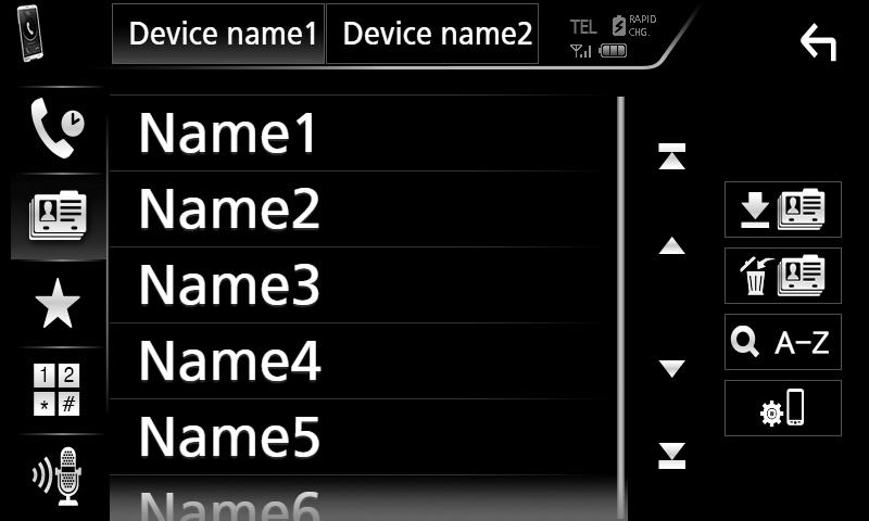 2 Érintse meg a [ ] gombot. 3 Adja meg a kezdőbetűt. ÑÑHangfelismerés Eléri az ehhez az egységhez csatlakoztatott mobiltelefon hangfelismerés funkcióját is.