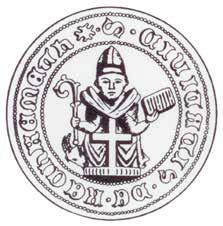 Szent Miklós és a pásztorbotnak alávetett kecskefő (XIV. sz.) Kecskemét legkorábbi, írásbeliségének kezdeteivel (1353, 1368) egyidős pecsétjei közül egy maradt fenn.