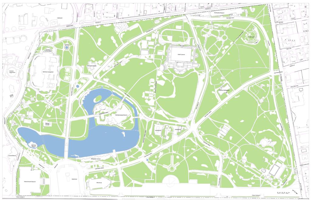 Gyepfelületek A Városliget közel 10 hektáros területének jelentős része zöldfelület.