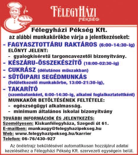 : személyesen az üzletben vagy telefonon 06-30/655-9988-as telefonszámon. A Matic Kft. ÉLHAJLÍTÓ munkakörbe keres munkavállalókat.