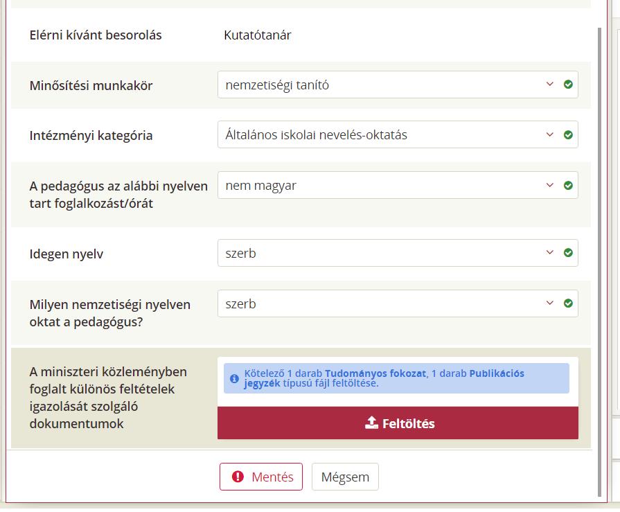 Összesen legfeljebb 5 db dokumentumot lehet feltölteni egy jelentkezéskor a Feltöltés gombra való kattintást követően.