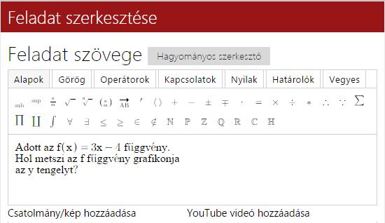 Átírhatjuk a feladat szövegét, adhatunk hozzá csatolmányként képet, vagy akár YouTube videót is.