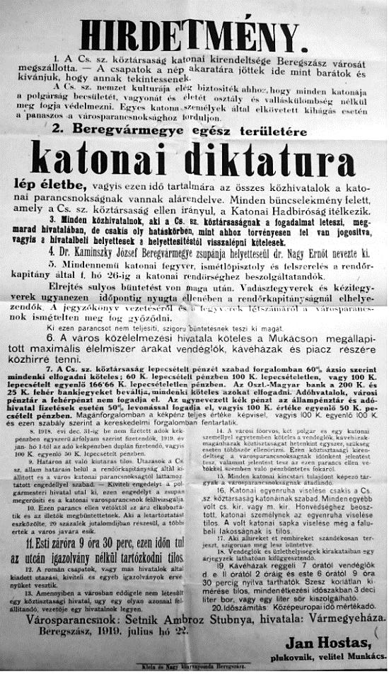 64 Szakál Imre kezdetén vette át a város vezetését Hunyady Gyula főjegyző, aki helyettes polgármesterként irányította a várost a hatalomváltás időszakában. 5 1919.