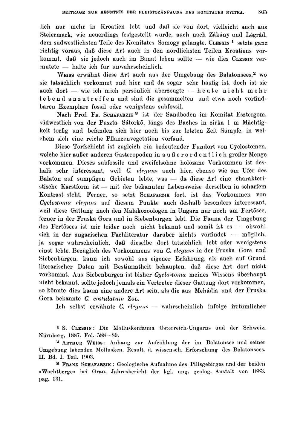 BEITRÄGE ZUR KENNTNIS DER PLEISTOZÄNFAUNA DES KOMITATES NYITRA.