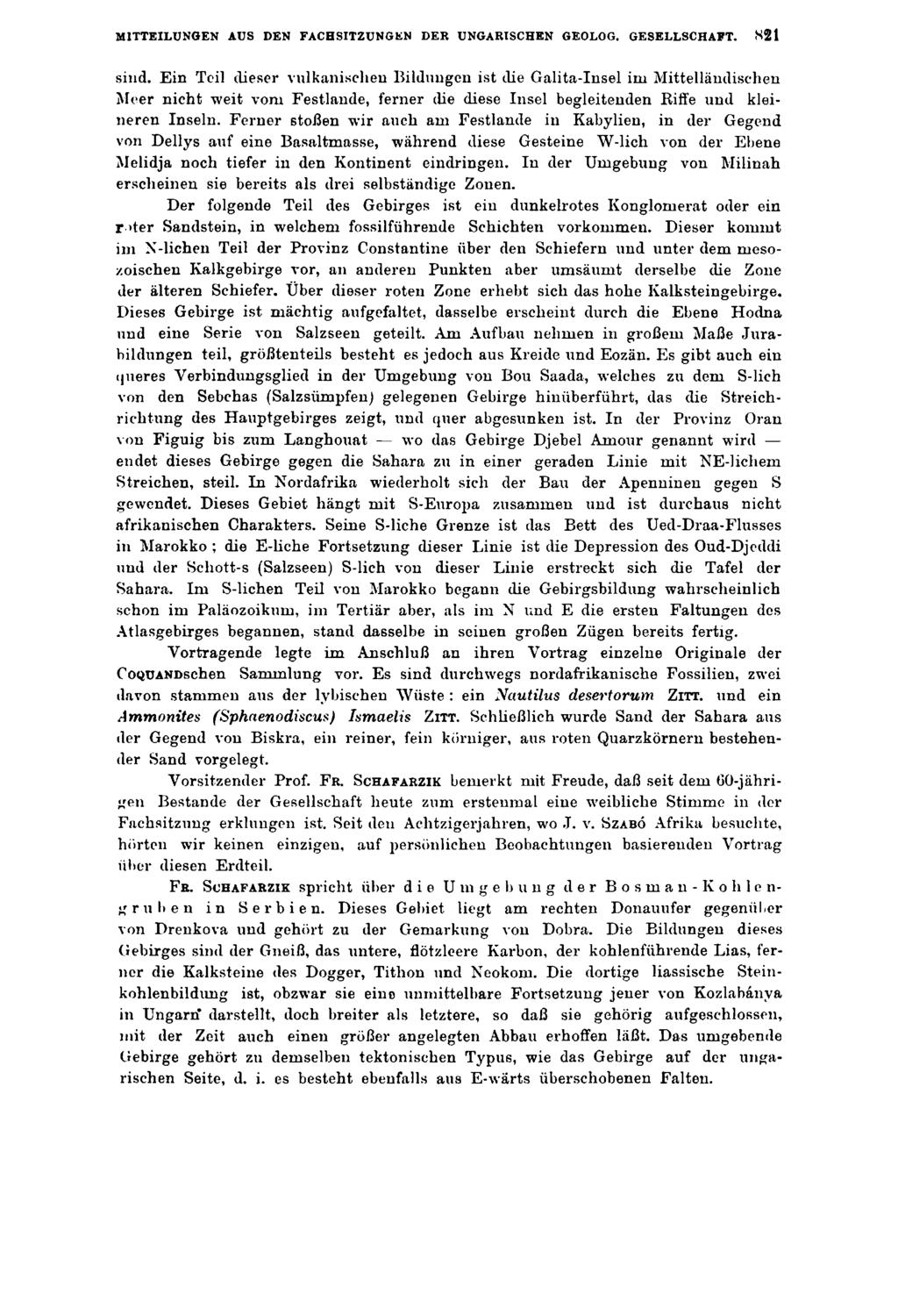 MITTEILUNGEN AUS DEN FACHSITZUNGEN DER UNGARISCHEN GEOLOG. GESELLSCHAFT. S21 sind.