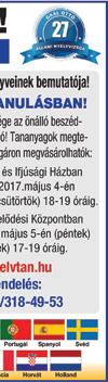 18-21. Őrsèg /38.000 Ft/ fő /05. 29-31. Dunakanyar /33.000 Ft/fő. 30/219-3506 Vágni való csirke folyamatosan kapható. 06-30/2789-711 Madárborsó tisztítva, gázosítva eladó. 06-30/367-2184.