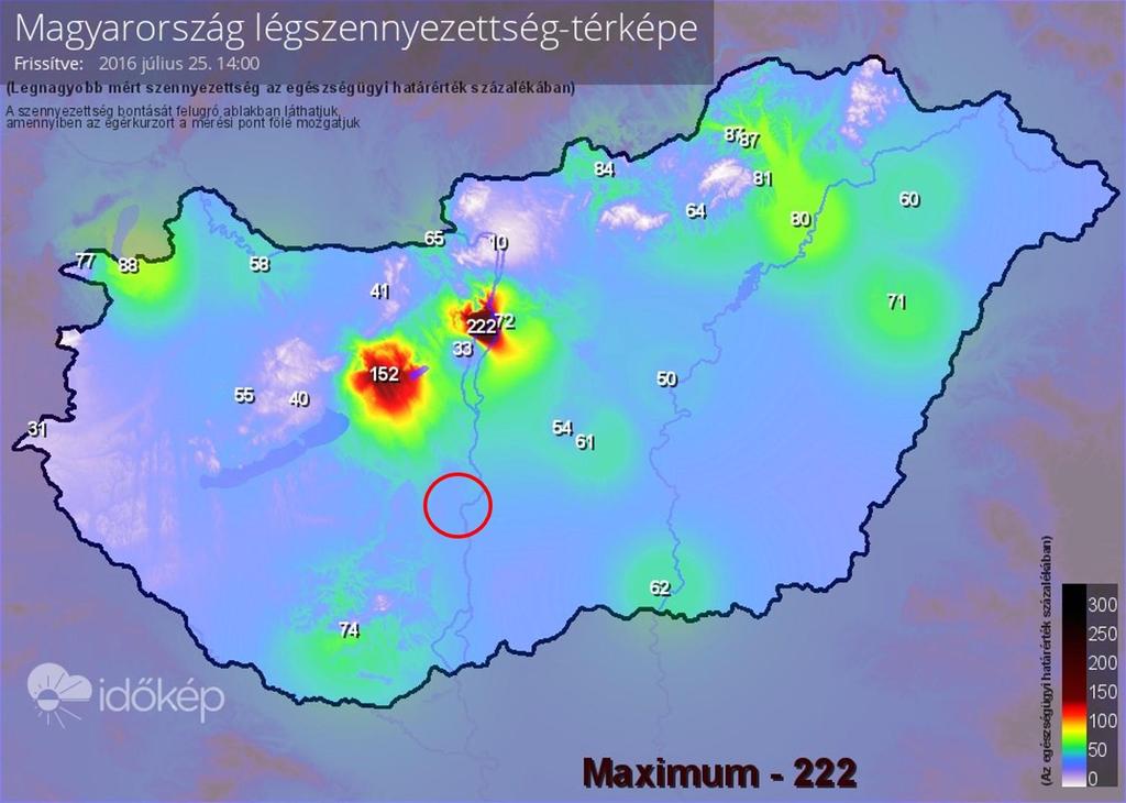 F zóna csoport Azon terület, ahol a levegőterheltségi szint az alsó vizsgálati küszöböt nem haladja meg.