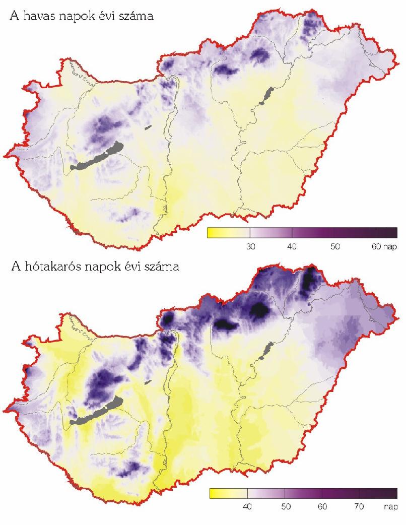 A havazás éghajlati jellemzıi Def. Havas nap: Hó formájában hulló csap. napok évi száma (vagy megmarad, vagy nem) az országban: 25 65 nap legfontosabb tényezı: tengerszint feletti magasság Def.