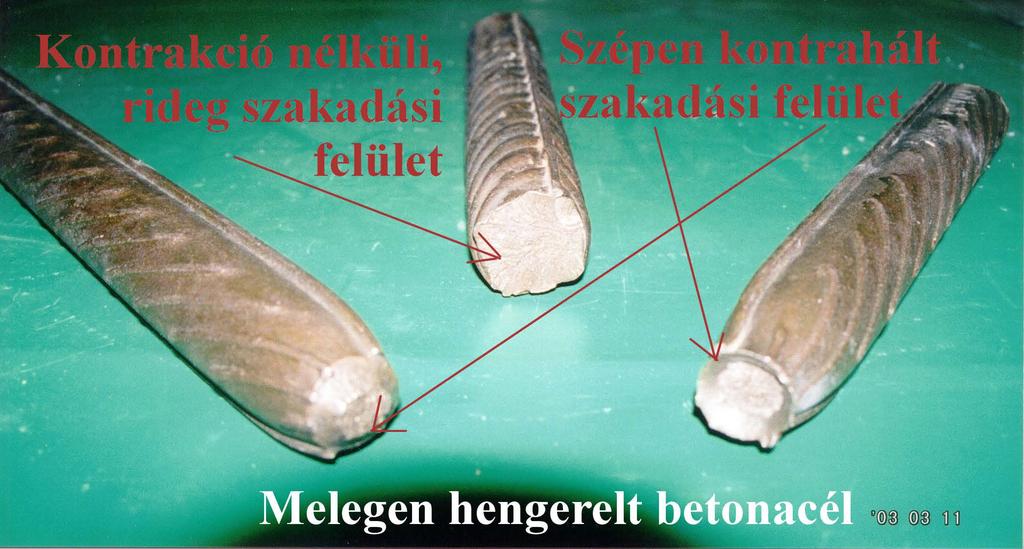 Kontrakció = Befűződés = A keresztmetszeti terület (A 0 ) csökkenésének (A 0 - A kontrahált )
