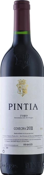 Fehérbor a ház ajánlásával / White wine recommended by the house Bodegas Pintia Pintia 2011 Toro Új francia (70%) és amerikai (30%) tölgyben érett.
