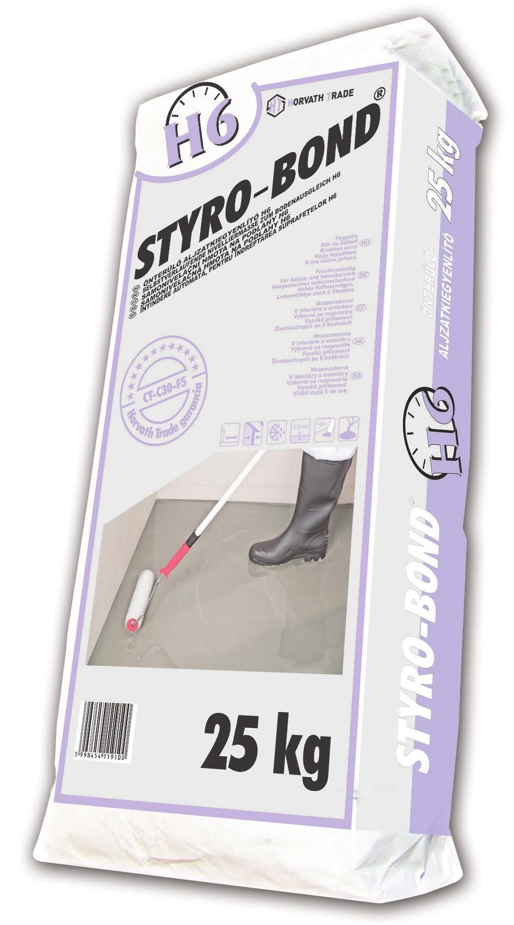 STYRO-BOND H6 ÖNTERÜLÔ ALJZATKIEGYENLÍTÔ 2-20 MM VASTAGSÁGIG 2-20mm >6 h Kiadósság 1,5 kg/m 2 /mm Bedolgozhatósági idő kb. 30 perc Pihentetési idő Kb.