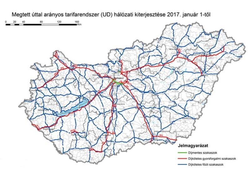 350 km tehergépjárművek számára díjfizetős