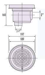 Padlóürítô mûanyag, beton medencéhez / Plastic main drain for